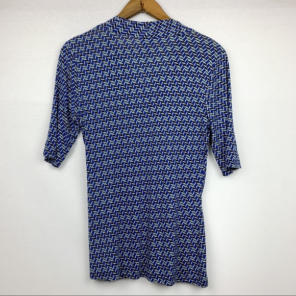 Ann Taylor Crossover Twist Effect Blue White Top - Picture 6 of 8